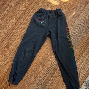 Aviator Nation Black Joggers with Rainbow Logo